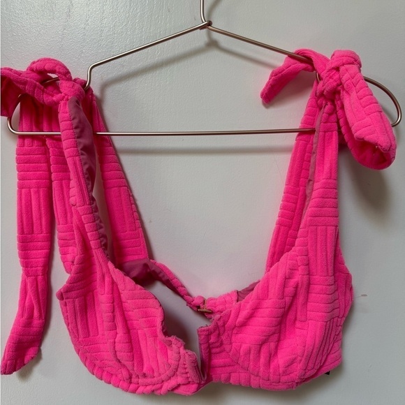 Beach Riot Blair Terry Bikini Top Strawberry Moon Pink Size M - Picture 3 of 6